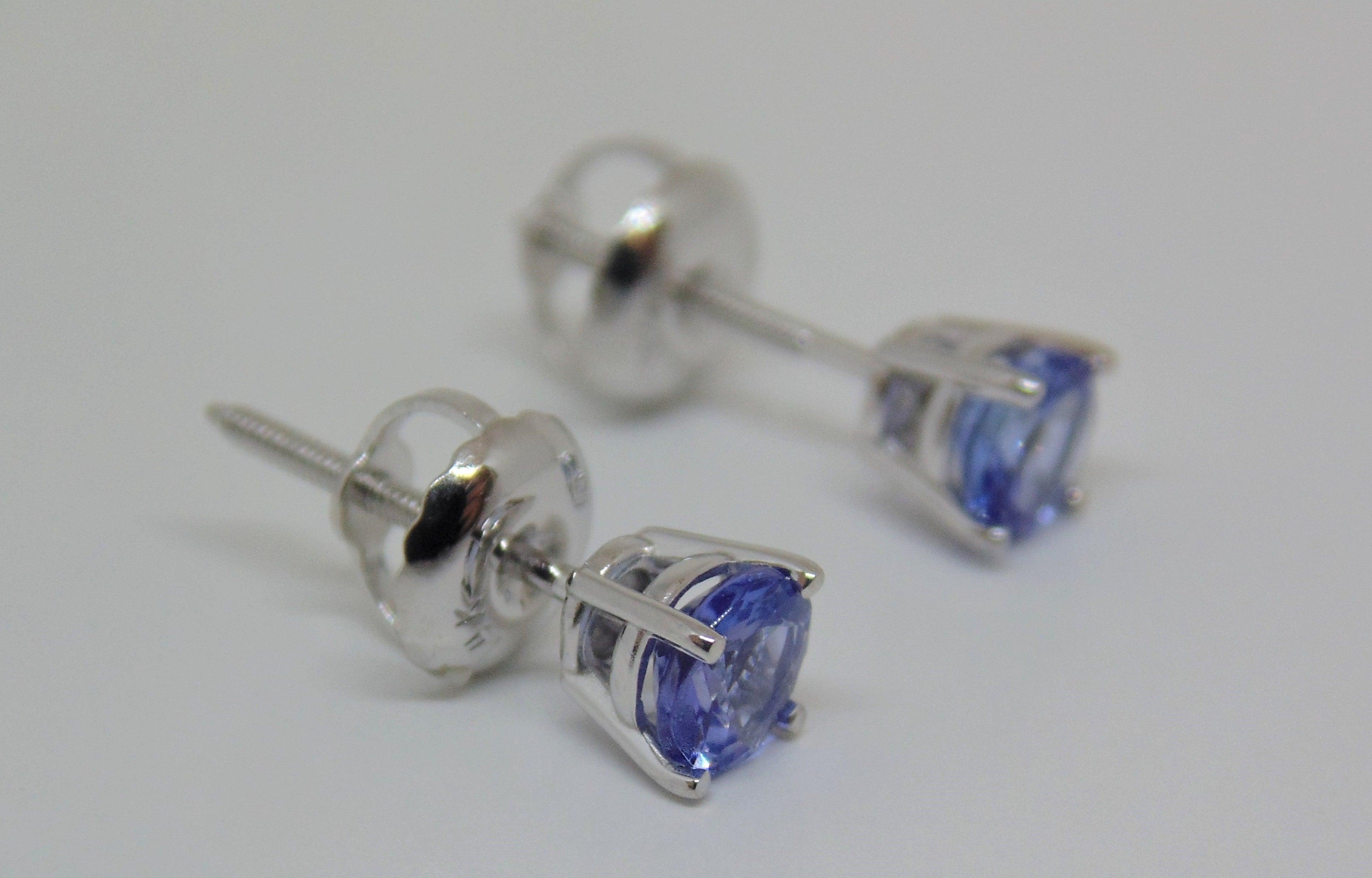 Basket-Set Round Tanzanite Studs - Thenetjeweler