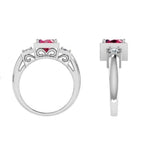 Ruby and Diamond Three Stone Ring - Thenetjeweler