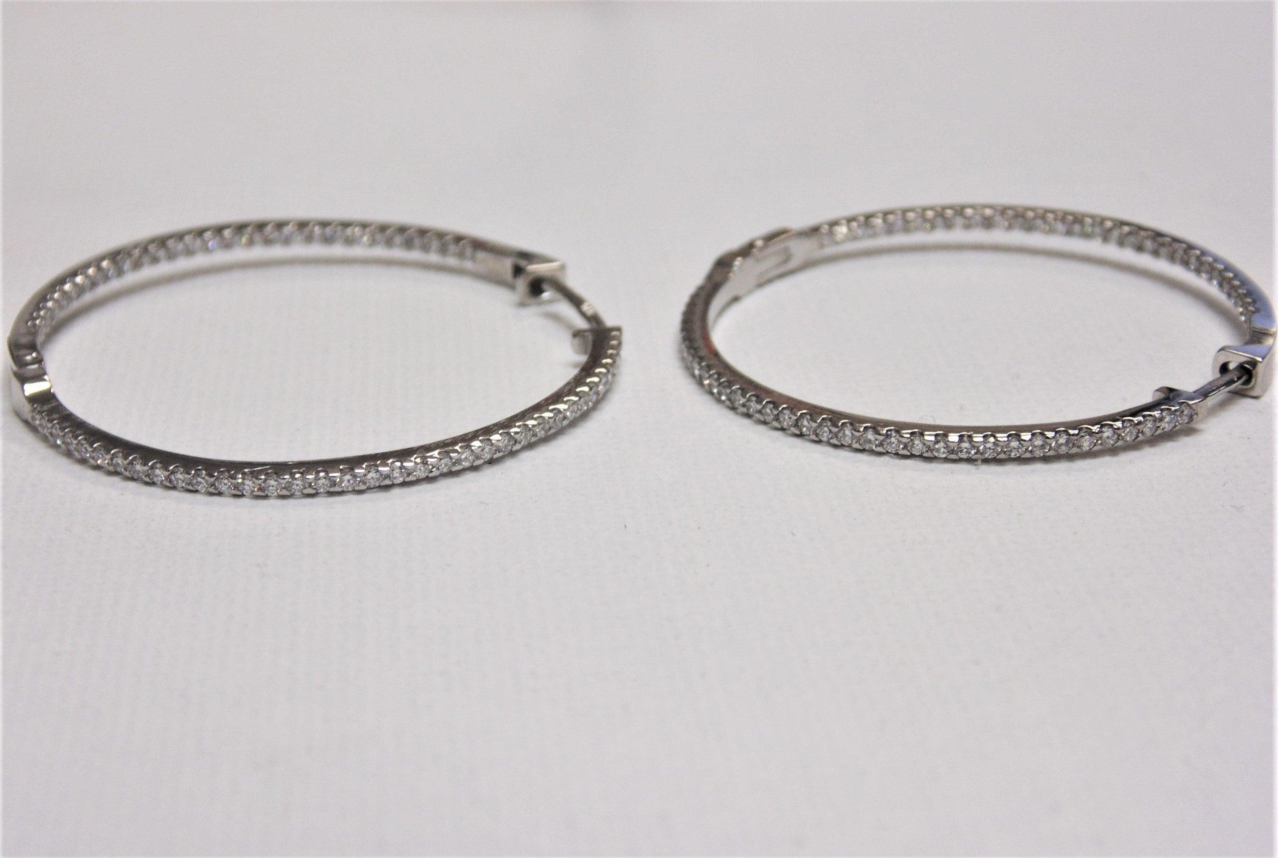 Diamond In and Out Hoop Earrings 0.75 ct.t.w - Thenetjeweler