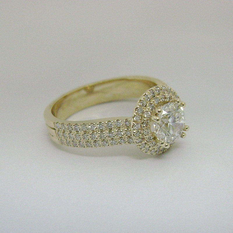 Double Halo Round Diamond Engagement Ring - Thenetjeweler