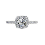 Cushion Halo Round Diamond Engagement Ring 0.36ct - Thenetjeweler