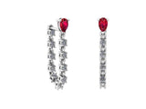 Diamond and Ruby U Hoop Linked Tennis Earrings - Thenetjeweler