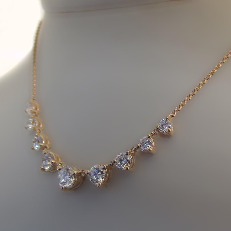 Graduated Diamonds Necklace Rose Gold - Thenetjeweler