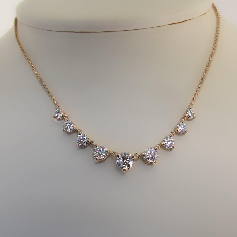 Graduated Diamonds Necklace Rose Gold - Thenetjeweler