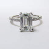 Emerald Cut Diamond Cathedral Engagement Ring - Thenetjeweler