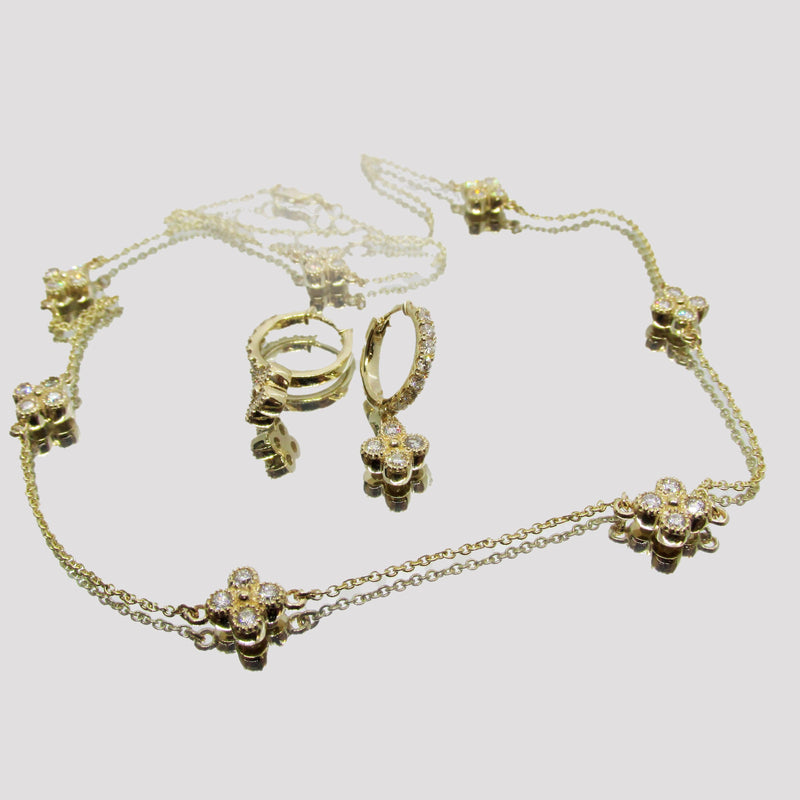Flower Necklace Earring Set - Thenetjeweler