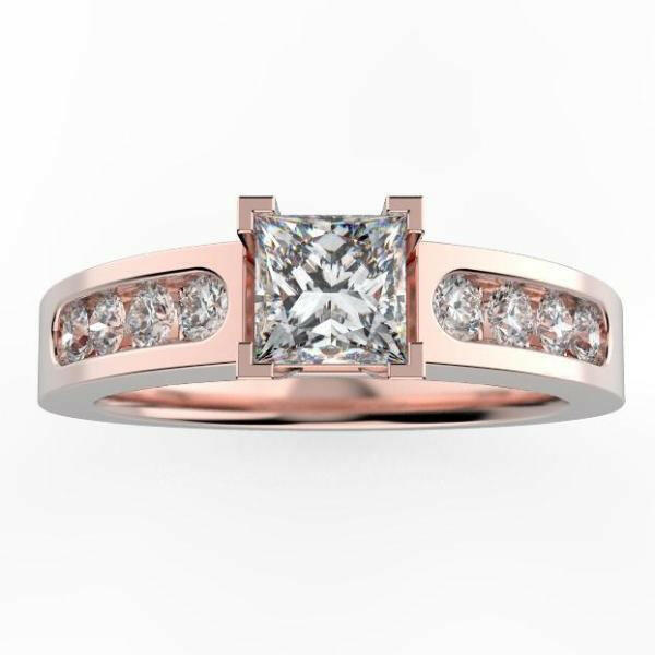 Princess Cut Diamond Engagement Ring with Side Stones - Thenetjeweler