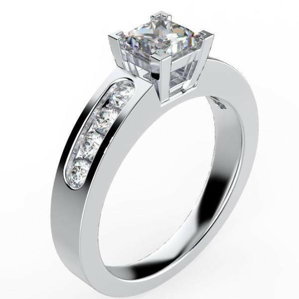 Princess Cut Diamond Engagement Ring with Side Stones - Thenetjeweler