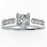 Princess Cut Diamond Engagement Ring with Side Stones - Thenetjeweler