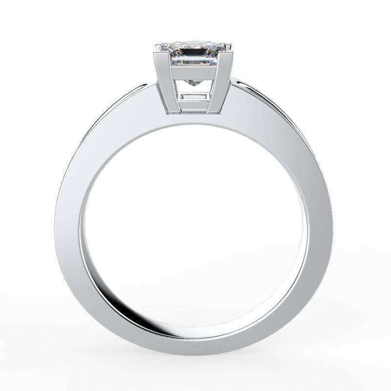 Princess Cut Diamond Engagement Ring with Side Stones - Thenetjeweler