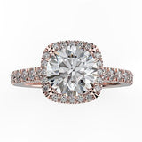 Round Diamond Cushion Halo White Gold Engagement Ring - Thenetjeweler