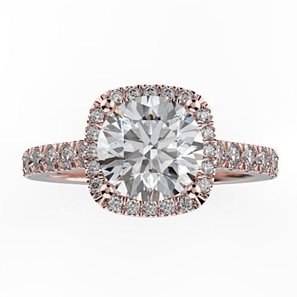 Round Diamond Cushion Halo White Gold Engagement Ring - Thenetjeweler