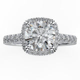 Round Diamond Cushion Halo White Gold Engagement Ring - Thenetjeweler