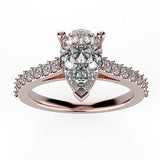 Pear Diamond Engagement Ring with Side Stones 18K White Gold - Thenetjeweler
