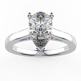 Pear Diamond Solitaire Engagement Ring 18K White Gold Setting - Thenetjeweler