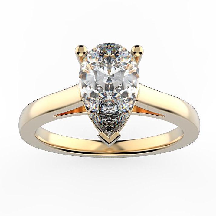 Pear Diamond Solitaire Engagement Ring 18K White Gold Setting - Thenetjeweler