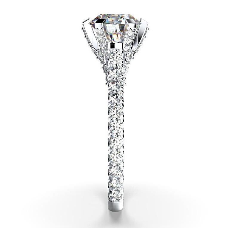 Round Pave Diamond Engagement Ring 18K White Gold - Thenetjeweler