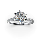 Round Pave Diamond Engagement Ring 18K White Gold - Thenetjeweler