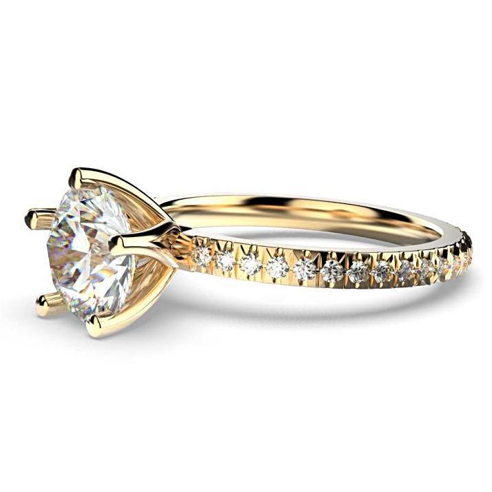 Round Diamond Eternity Style Engagement Ring 18K White Gold - Thenetjeweler