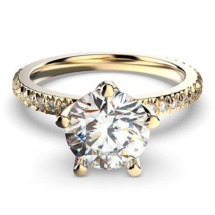 Round Diamond Eternity Style Engagement Ring 18K White Gold - Thenetjeweler