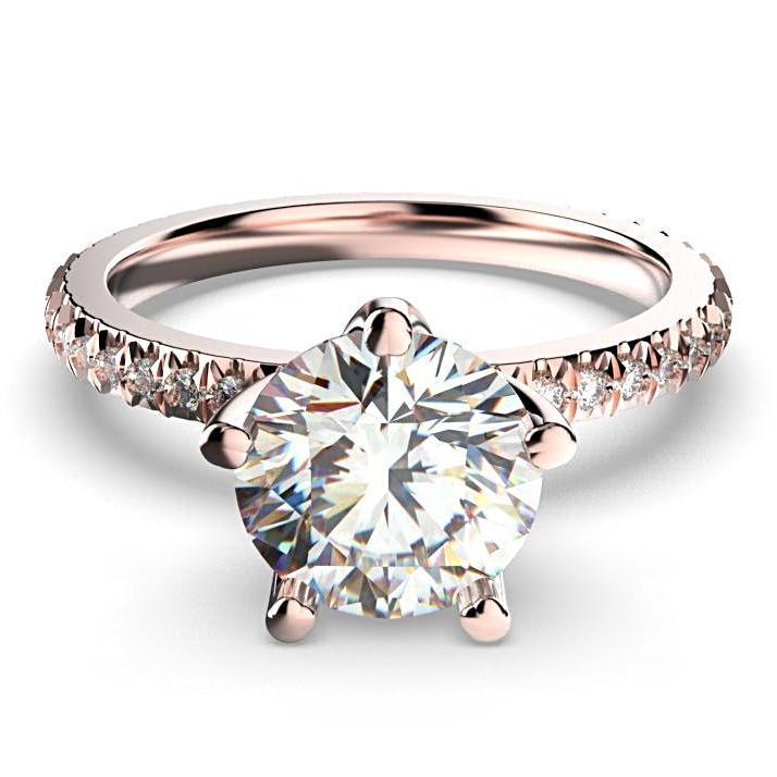 Round Diamond Eternity Style Engagement Ring 18K White Gold - Thenetjeweler