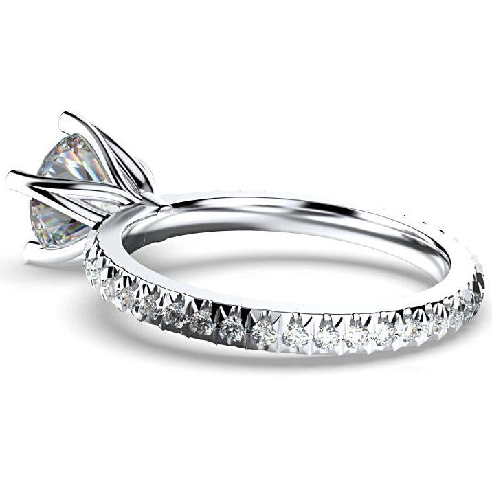 Round Diamond Eternity Style Engagement Ring 18K White Gold - Thenetjeweler