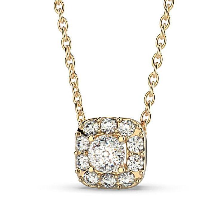 Cushion Halo Diamond Pendant - Thenetjeweler