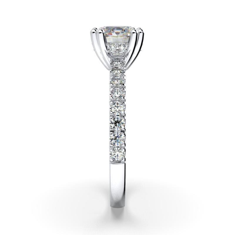 Round Diamond Side Stones White Gold Engagement Ring - Thenetjeweler