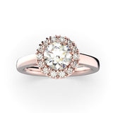 Round Diamond Halo Solitaire Engagement Ring 18K White Gold - Thenetjeweler
