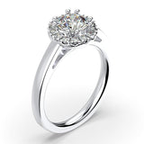 Round Diamond Halo Solitaire Engagement Ring 18K White Gold - Thenetjeweler