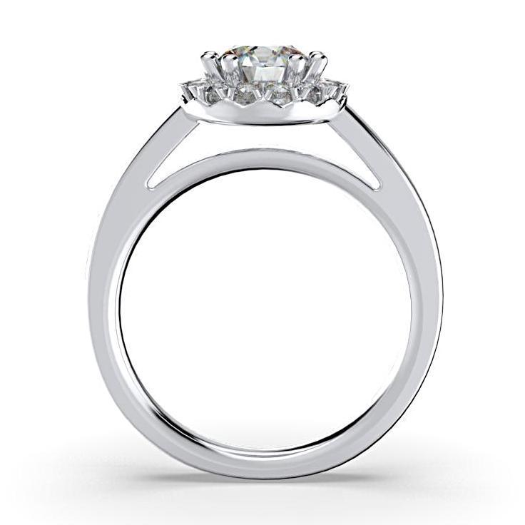 Round Diamond Halo Solitaire Engagement Ring 18K White Gold - Thenetjeweler