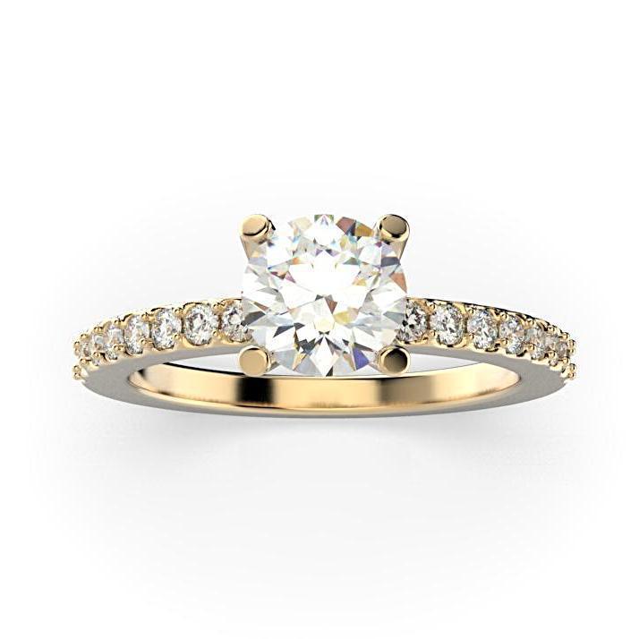 Round Diamond Engagement Ring with Side Stones 18K White Gold (0.26 ct. tw.) - Thenetjeweler