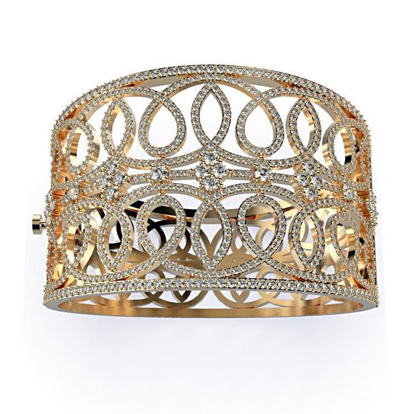 Diamond Bangle Bracelet 18K Yellow Gold (10 ct. wt.) - Thenetjeweler