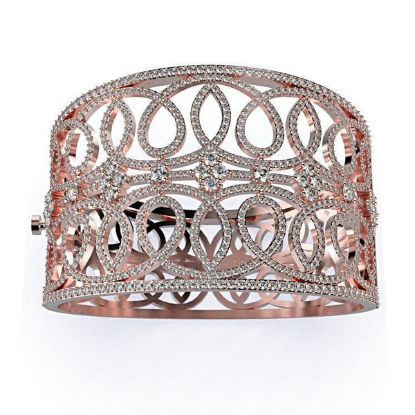 Diamond Bangle Bracelet 18K Rose Gold (10 ct. wt.) - Thenetjeweler