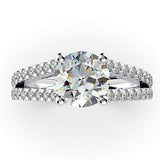 Round Diamond Split Shank Engagement Ring 18K White Gold - Thenetjeweler