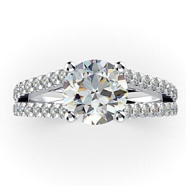 Round Diamond Split Shank Engagement Ring 18K White Gold - Thenetjeweler