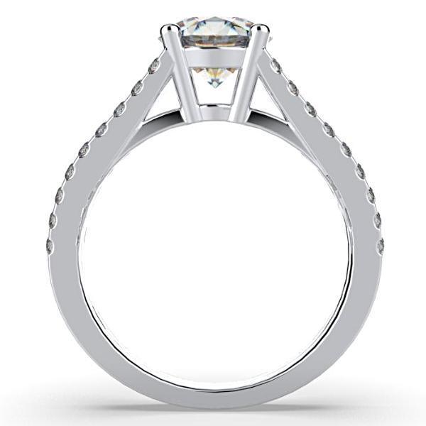 Round Diamond Split Shank Engagement Ring 18K White Gold - Thenetjeweler