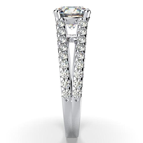 Round Diamond Split Shank Engagement Ring 18K White Gold - Thenetjeweler