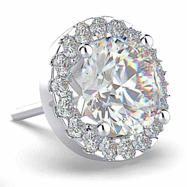 Diamond Halo Stud Earrings 18K White Gold Setting 0.86 carat WT. - Thenetjeweler