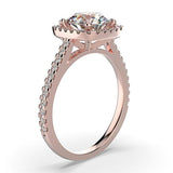 Cushion Cut Diamond Halo Engagement Ring 18K White Gold Setting - Thenetjeweler