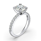 Round Diamond Engagement Ring with Side Stones 18K White Gold (0.28 ct. tw.) - Thenetjeweler