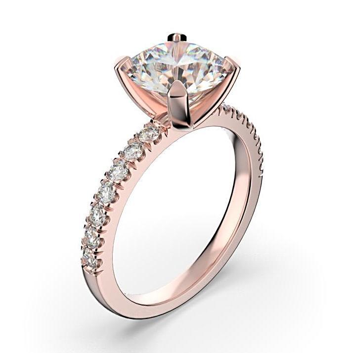 Round Diamond Engagement Ring with Side Stones 18K White Gold (0.28 ct. tw.) - Thenetjeweler