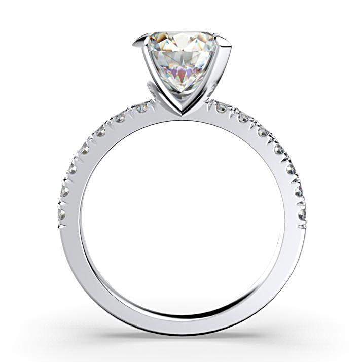 Round Diamond Engagement Ring with Side Stones 18K White Gold (0.28 ct. tw.) - Thenetjeweler