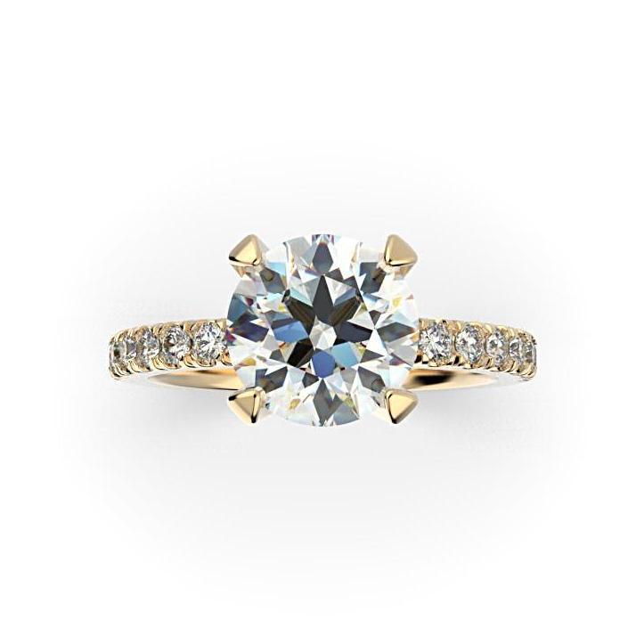 Round Diamond Engagement Ring with Side Stones 18K White Gold (0.28 ct. tw.) - Thenetjeweler