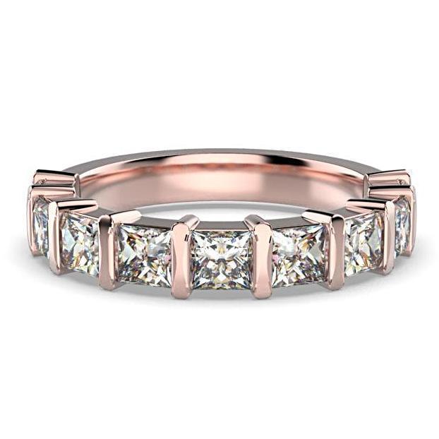 Princess Cut Diamond Semi Eternity Ring 18K White Gold Band 1.80 ct tw - Thenetjeweler