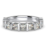 Princess Cut Diamond Semi Eternity Ring 18K White Gold Band 1.80 ct tw - Thenetjeweler