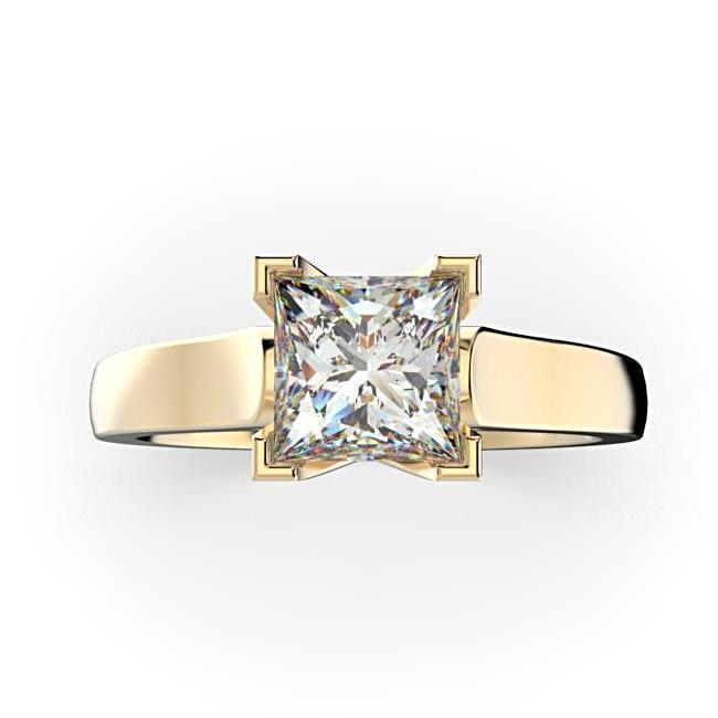 Princess Cut Solitaire Diamond Engagement Ring 18K White Gold Setting - Thenetjeweler