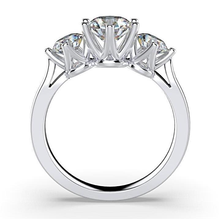 Three Stone Round Cut 0.40 carat Diamond Engagement Ring 18K White Gold - Thenetjeweler