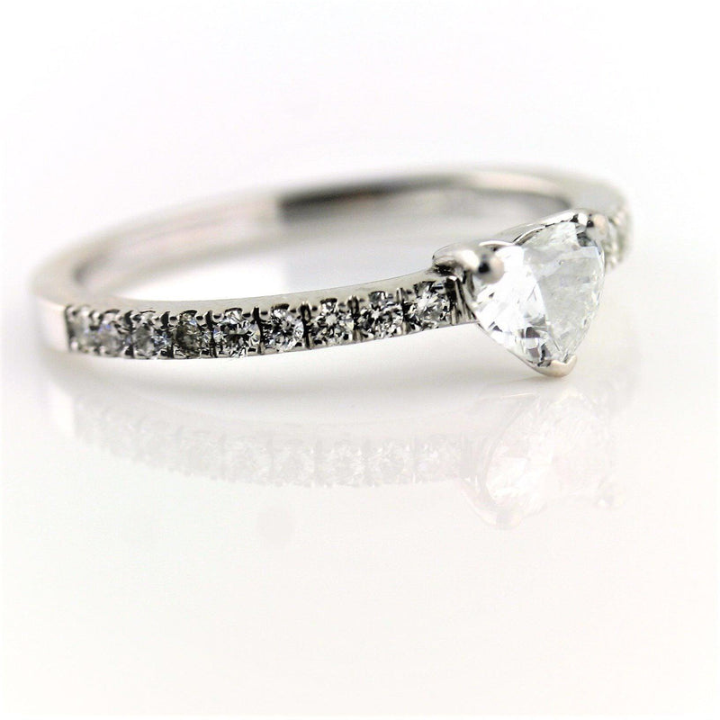 Heart Diamond Side Stones Engagement Ring 18K White Gold - Thenetjeweler