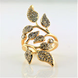 Diamond Olive Leaf Ring Yellow Gold - Thenetjeweler